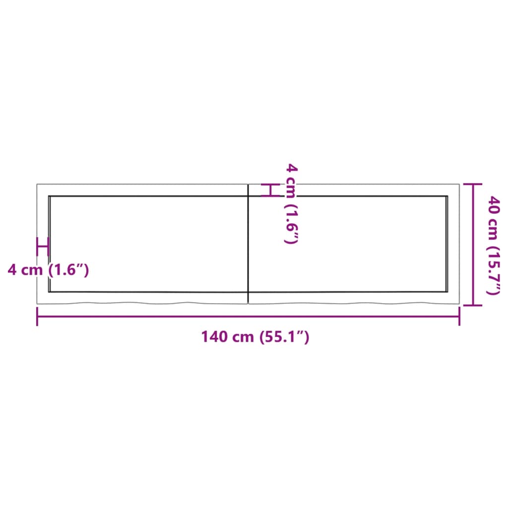 vidaXL Comptoir de salle de bain 140x40x(2-4)cm bois massif non traité