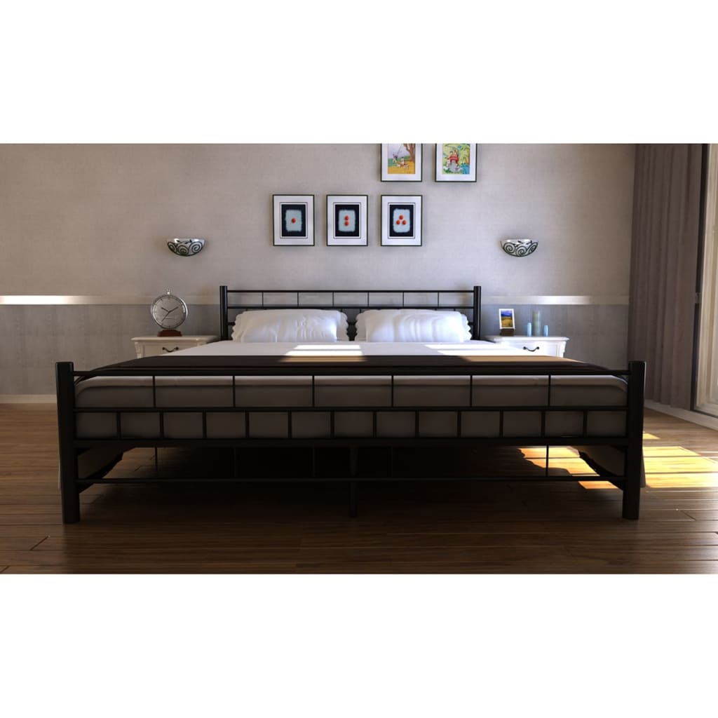 vidaXL Cadre de lit Noir Métal 160 x 200 cm