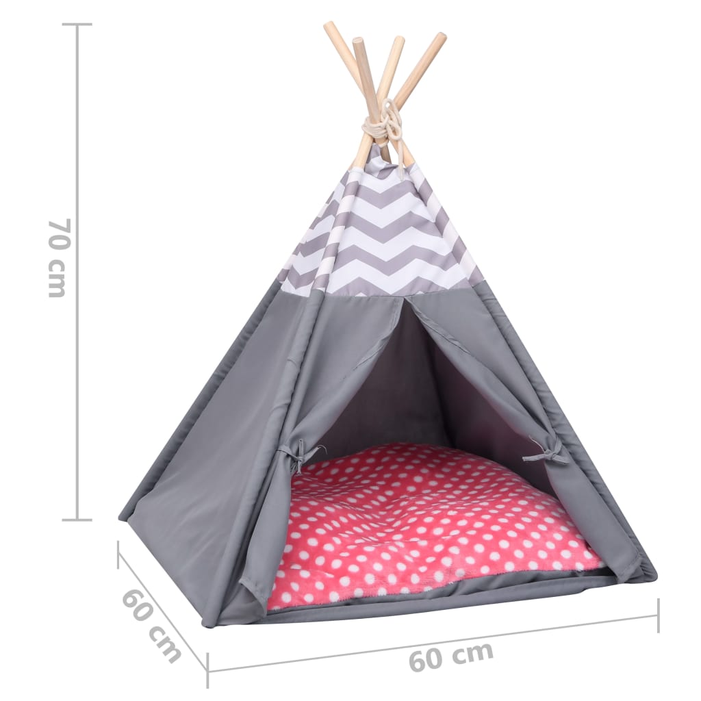 vidaXL Tente pour chats avec sac Peau de pêche Gris 60x60x70 cm