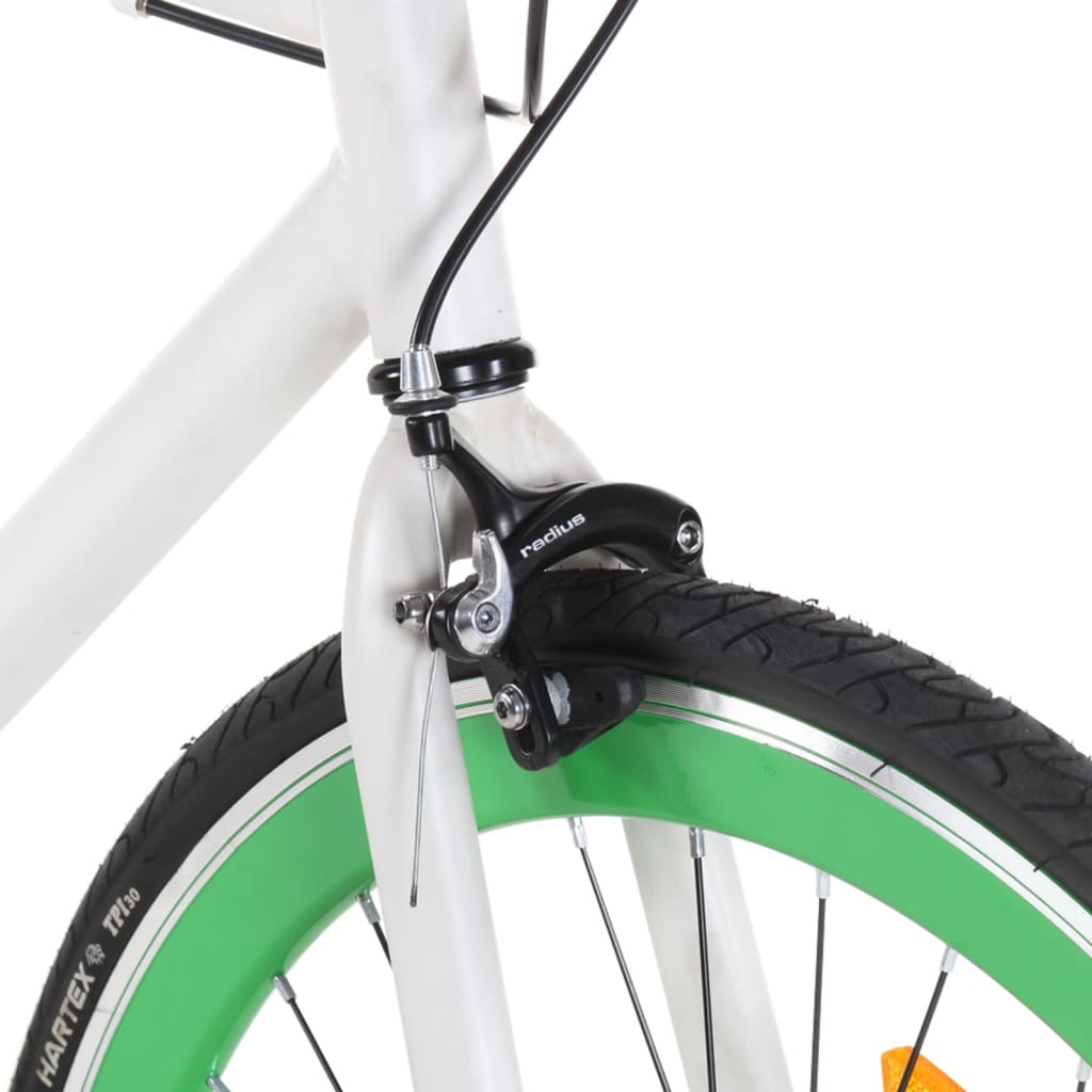 vidaXL Vélo à pignon fixe blanc et vert 700c 55 cm