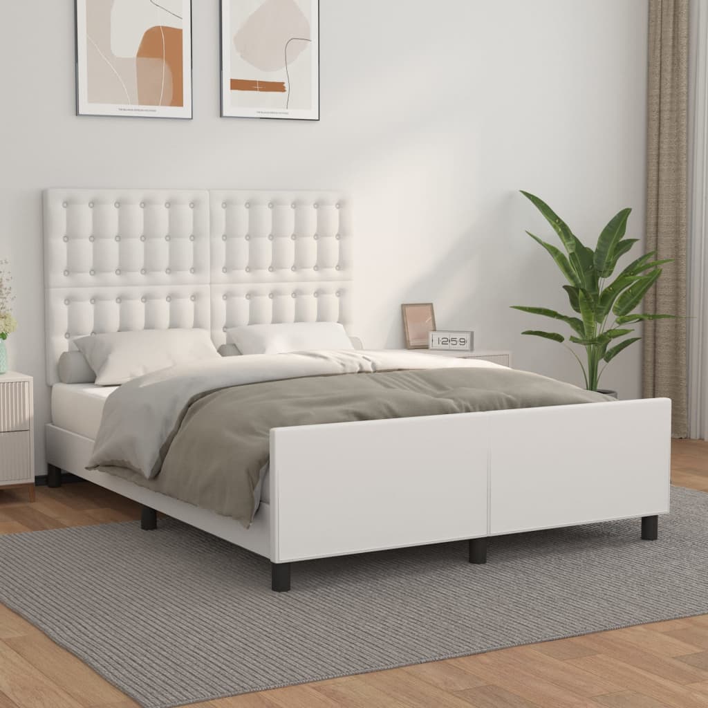 vidaXL Cadre de lit avec tête de lit Blanc 140x200 cm Similicuir