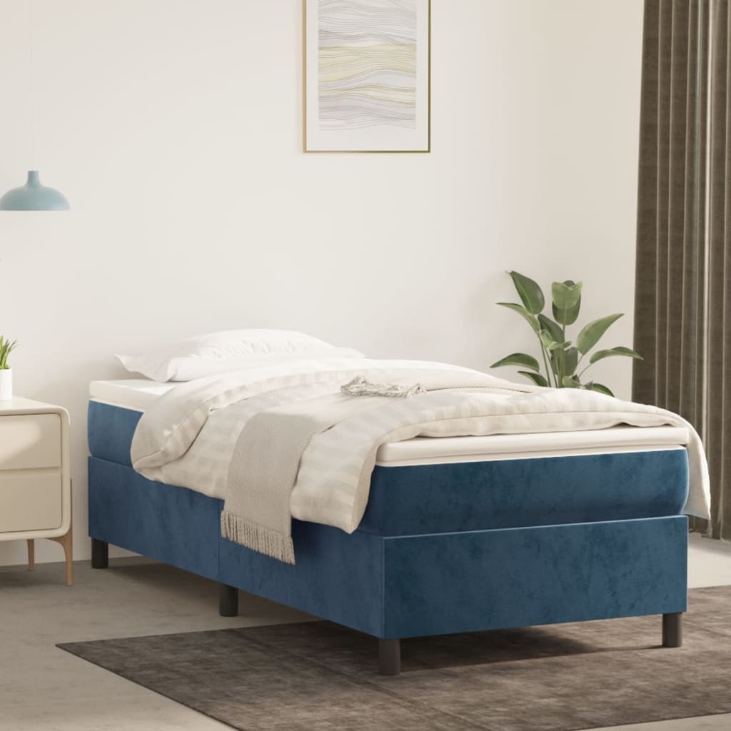 vidaXL Cadre de lit Bleu foncé 90x190 cm Velours