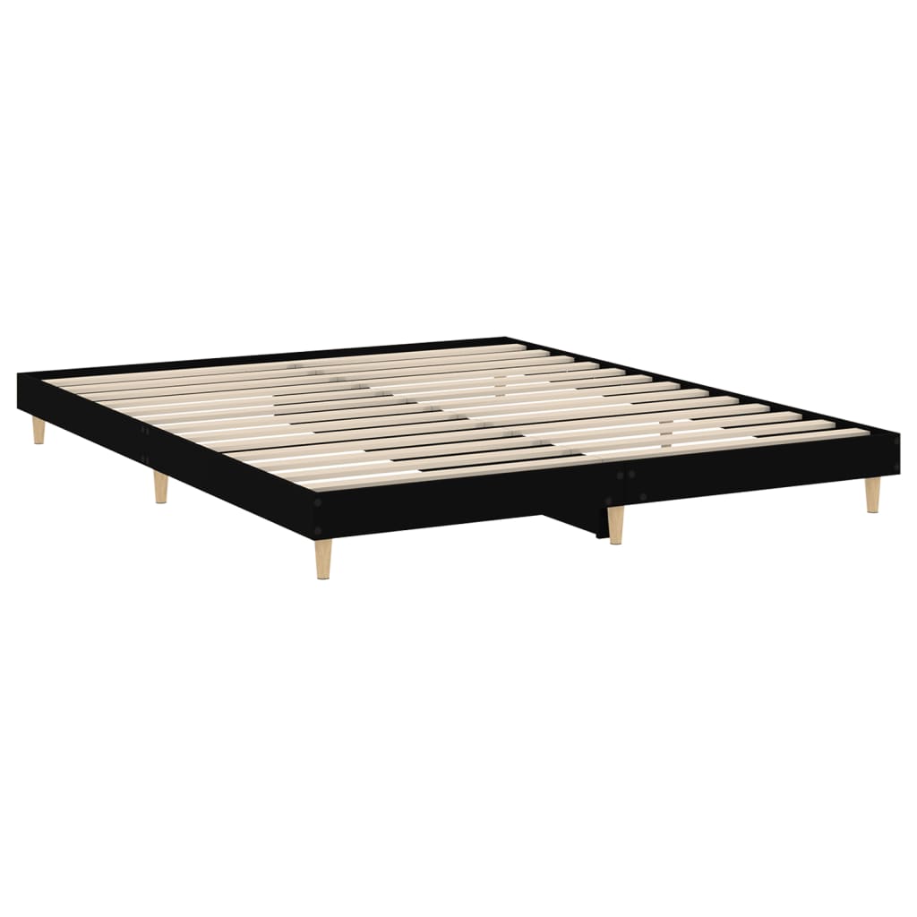 vidaXL Cadre de lit sans matelas noir 150x200 cm bois d'ingénierie