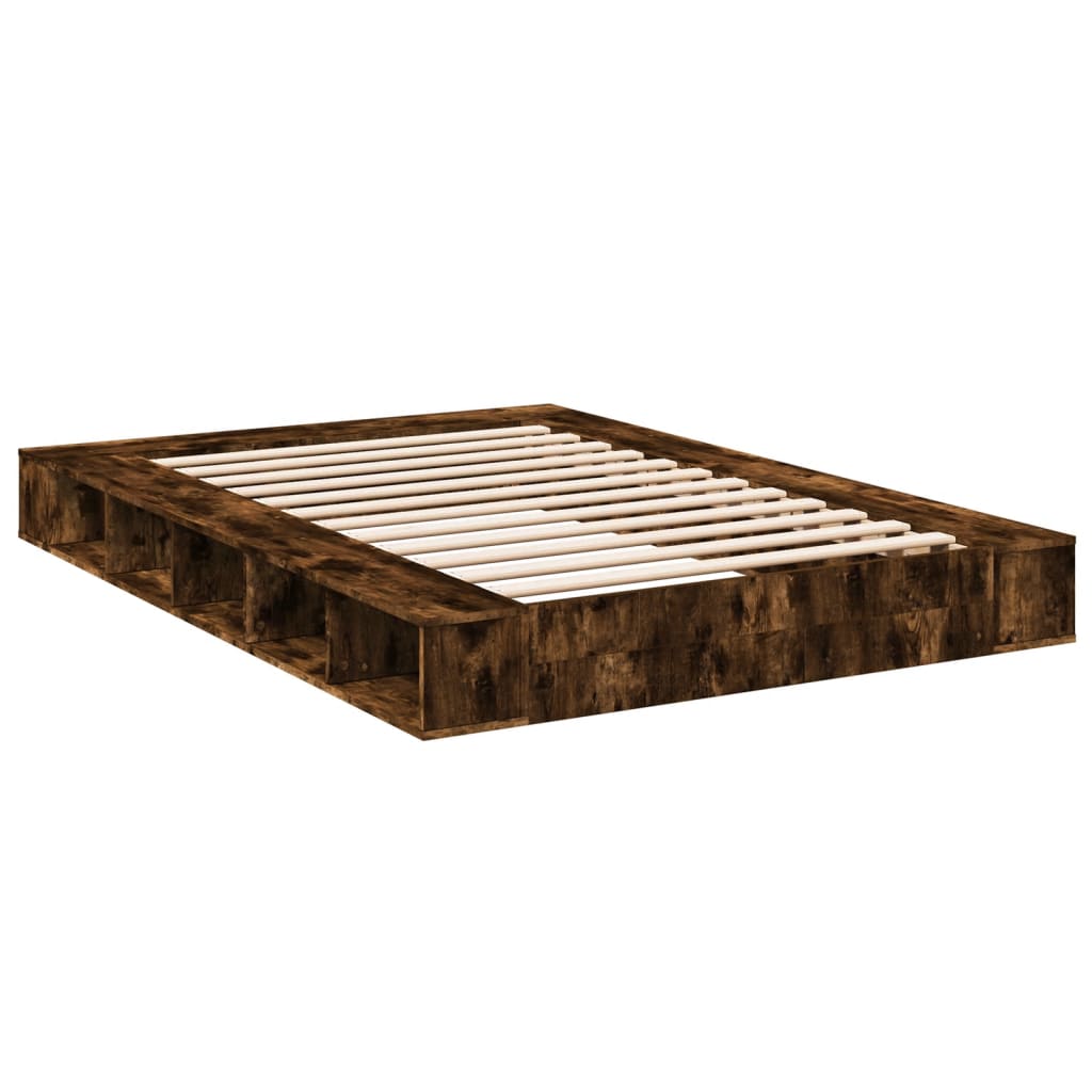 vidaXL Cadre de lit sans matelas chêne fumé 140x200 cm