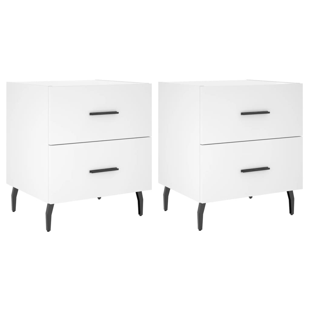 vidaXL Tables de chevet 2 pcs blanc 40x35x47,5 cm bois d’ingénierie