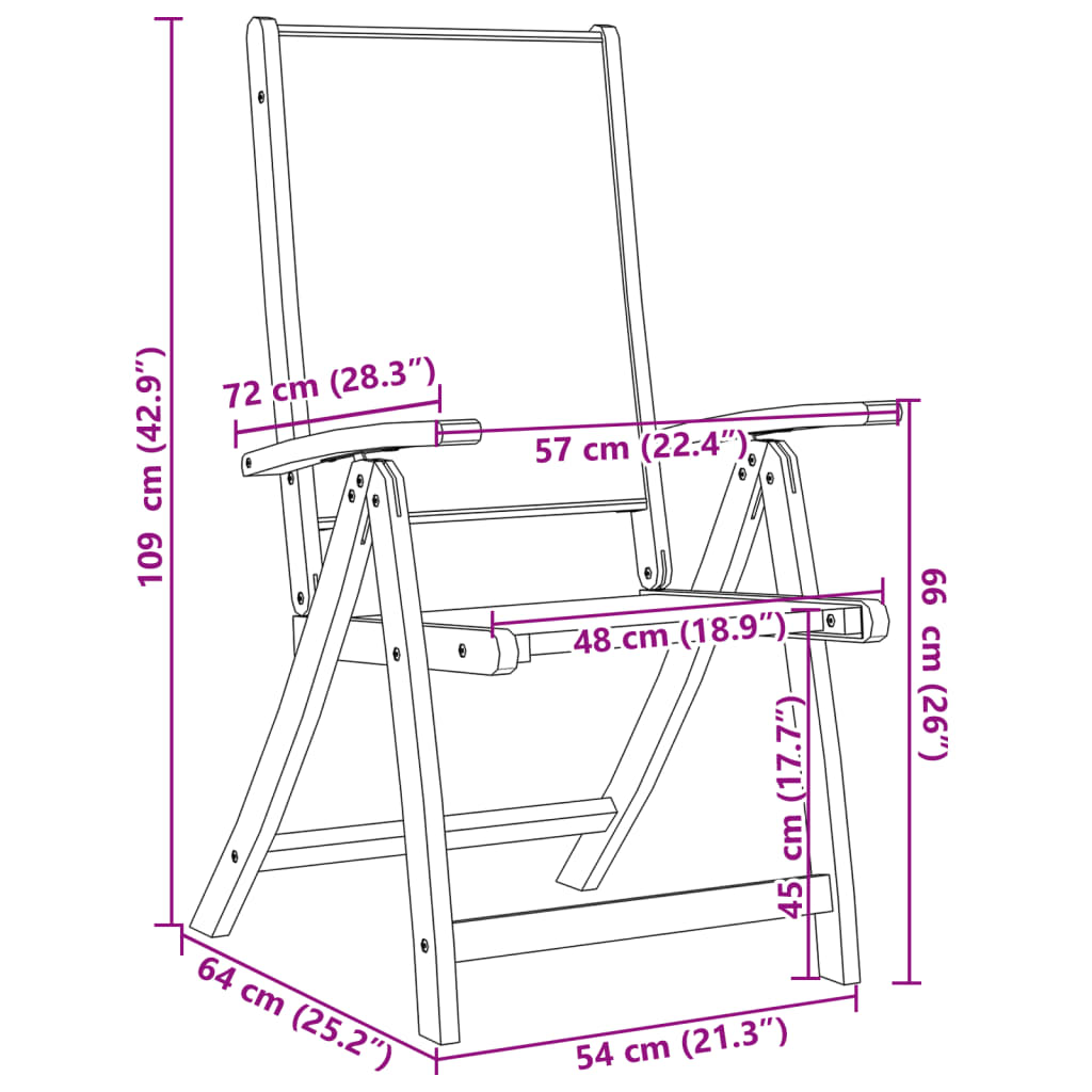 vidaXL Chaises pliables de jardin lot de 2 bois d'acacia et textilène