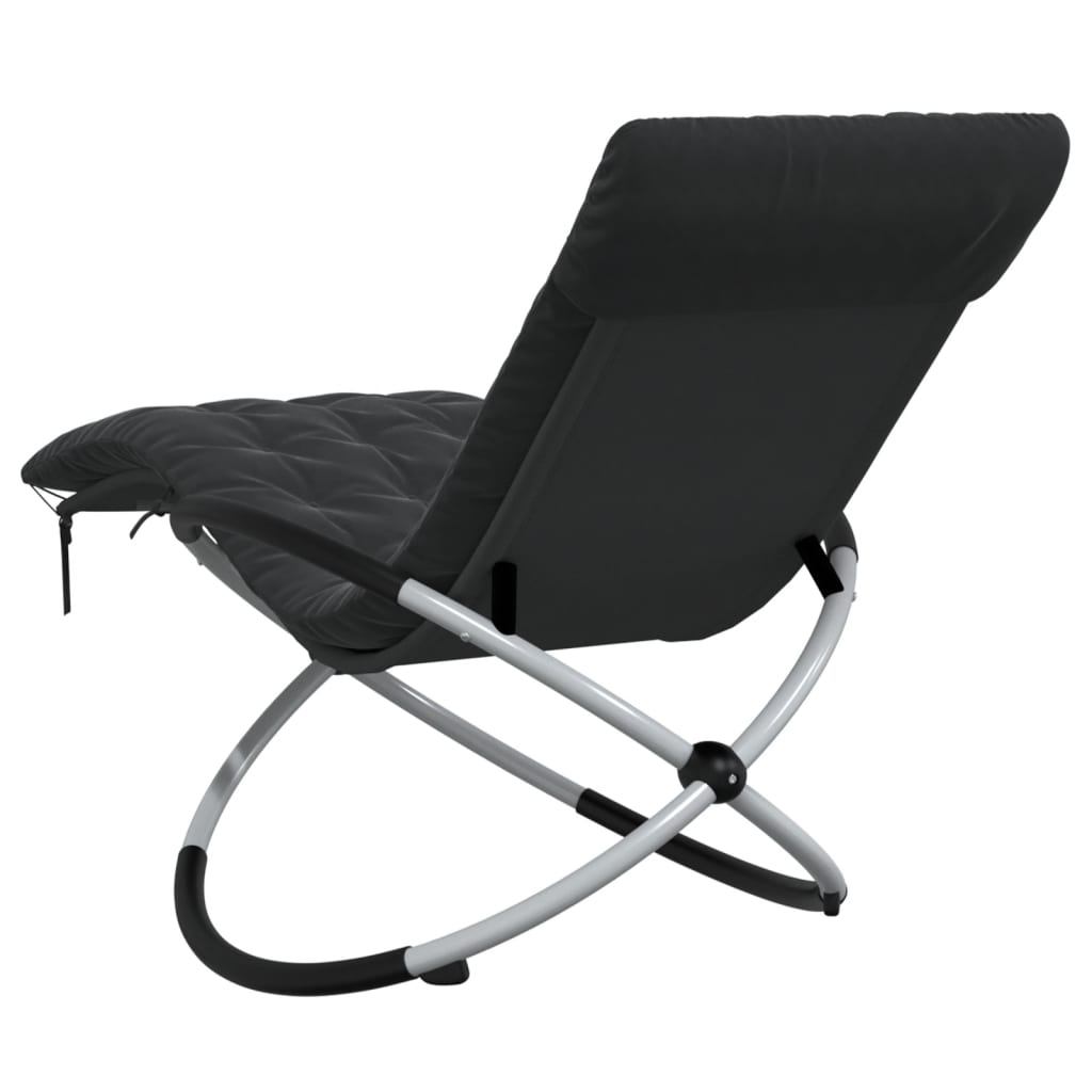 vidaXL Chaise longue géométrique avec coussin noir et gris acier