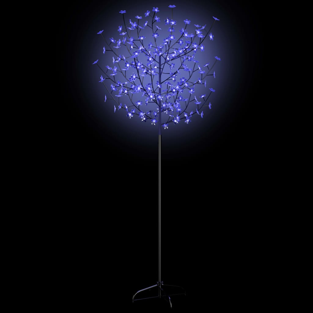 vidaXL Sapin de Noël 200 LED blanc bleu Cerisier en fleurs 180 cm