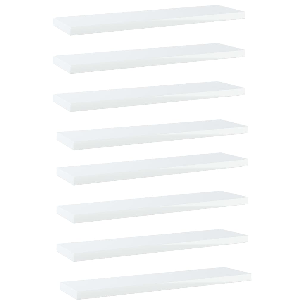 vidaXL Panneaux bibliothèque 8pcs Blanc brillant 40x10x1,5cm Aggloméré