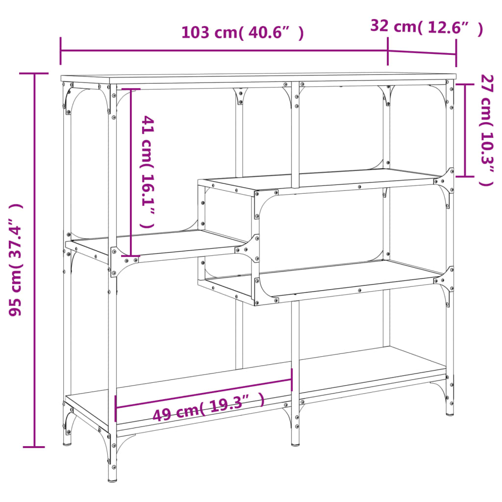 vidaXL Table console chêne fumé 103x32x95 cm bois d'ingénierie