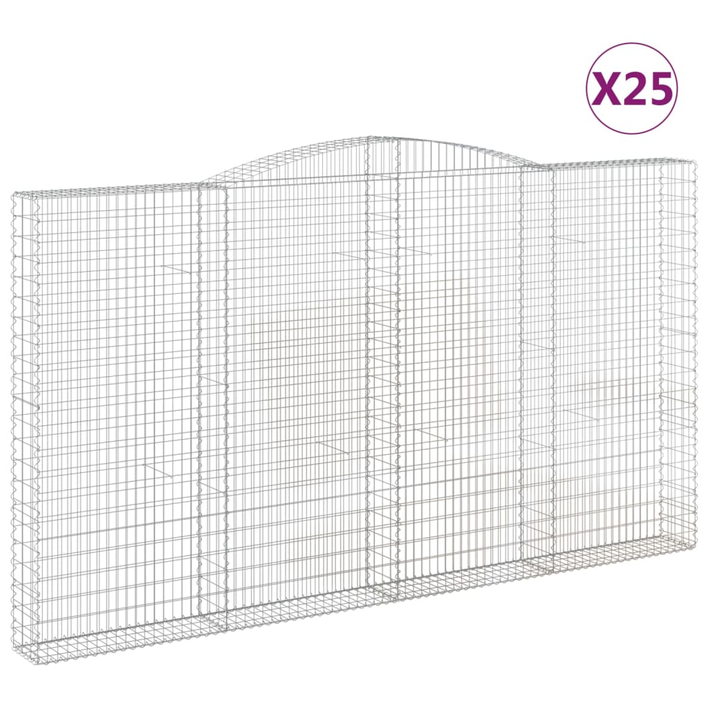 vidaXL Paniers à gabions arqués 25 pcs 400x30x220/240 cm Fer galvanisé