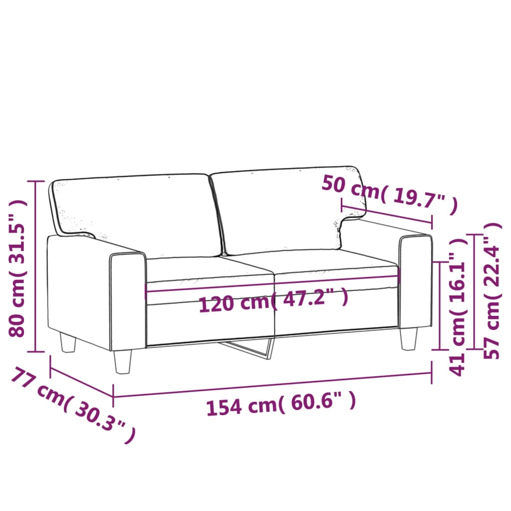 vidaXL Canapé à 2 places Noir 120 cm Similicuir