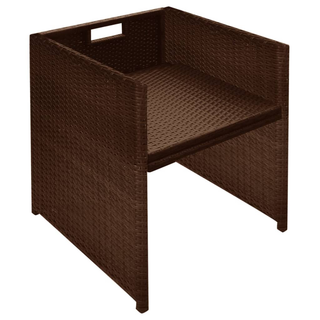 vidaXL Ensemble de bistro 3 pcs et coussins résine tressée marron