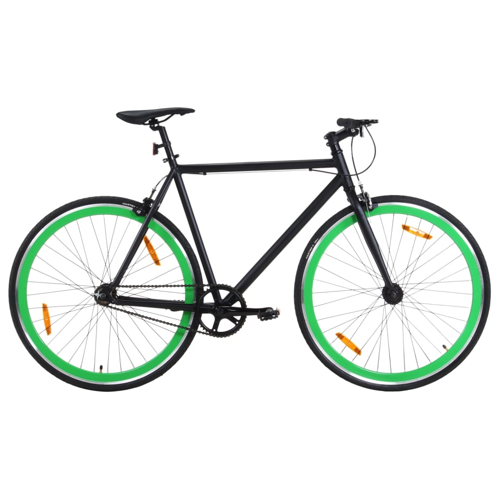vidaXL Vélo à pignon fixe noir et vert 700c 59 cm