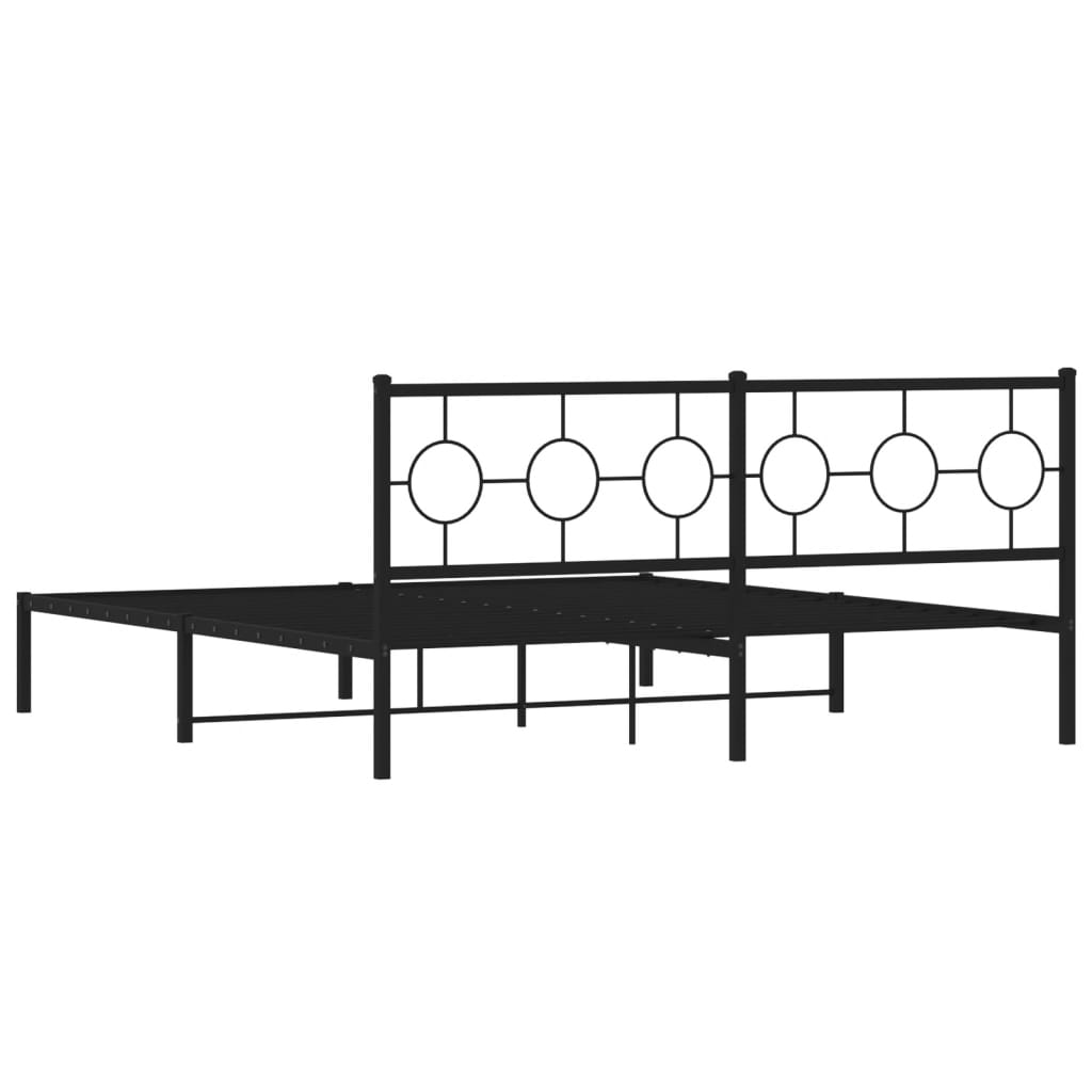 vidaXL Cadre de lit métal sans matelas avec tête de lit noir 183x213cm