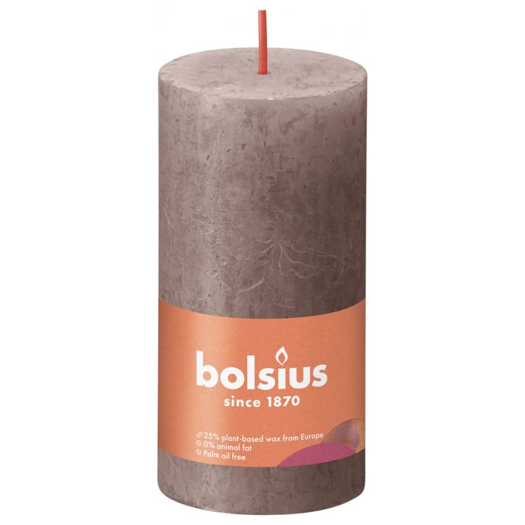 Bolsius Bougies pilier rustiques Shine 8 pcs 100x50 mm Taupe rustique