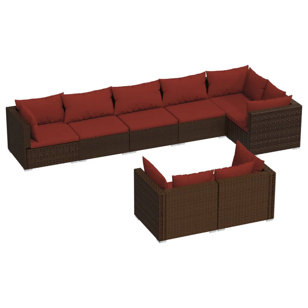 vidaXL Salon de jardin avec coussins 8 pcs marron résine tressée