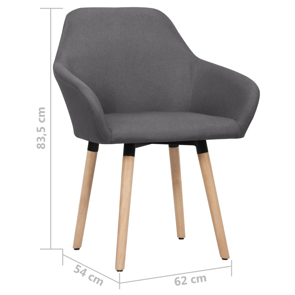 vidaXL Chaises à manger lot de 2 gris foncé tissu