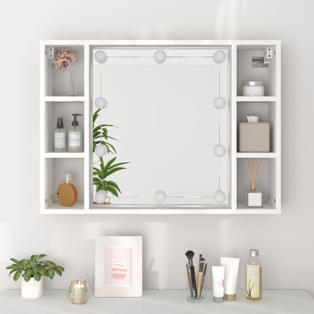 vidaXL Armoire à miroir avec LED Blanc 76x15x55 cm