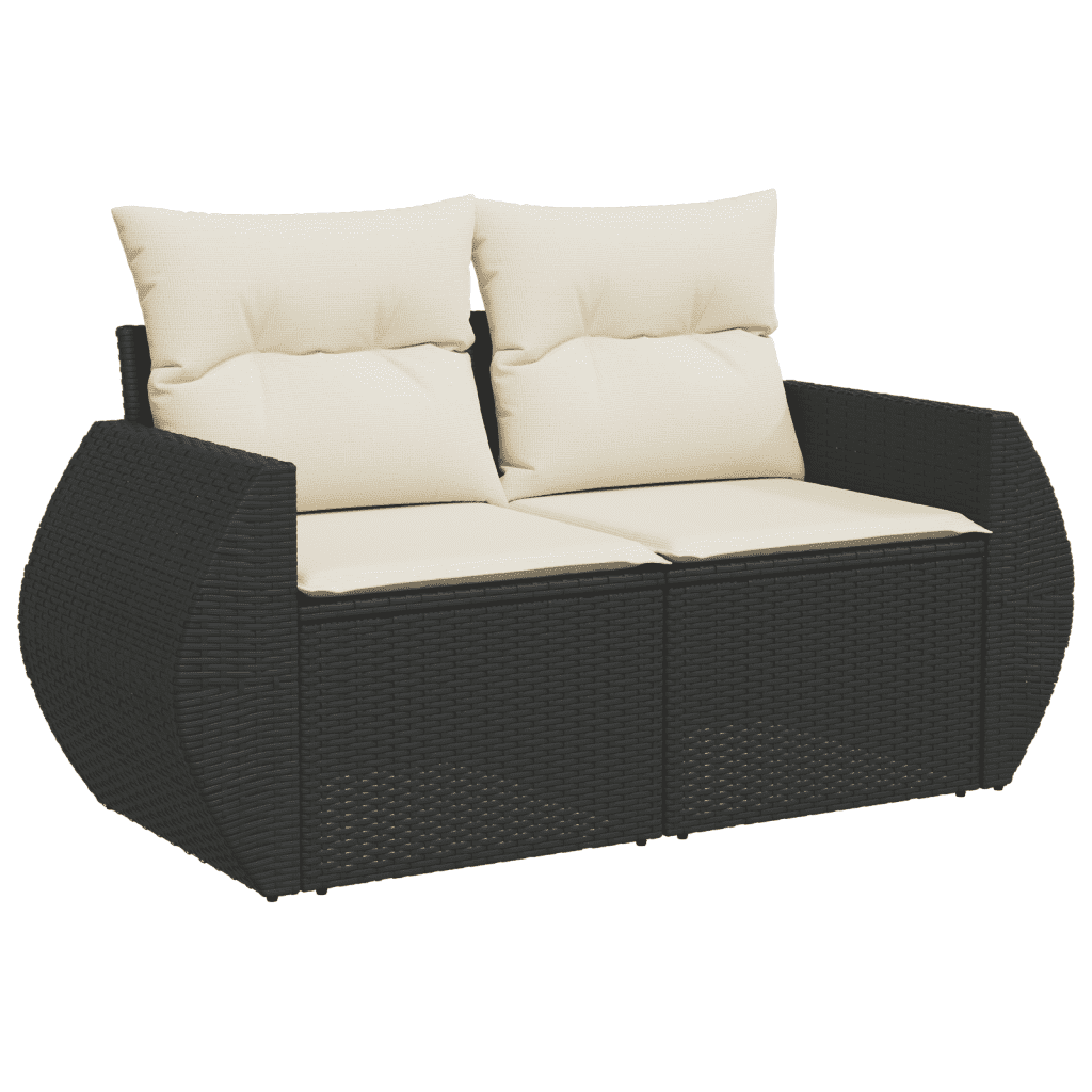 vidaXL Salon de jardin 11 pcs avec coussins noir résine tressée