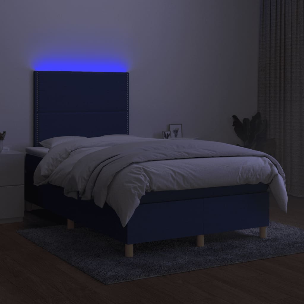 vidaXL Sommier à lattes de lit matelas et LED bleu 120x190 cm tissu