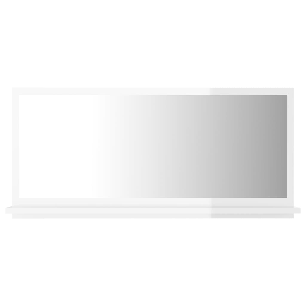 vidaXL Miroir de salle de bain Blanc brillant 80x10,5x37 cm Aggloméré