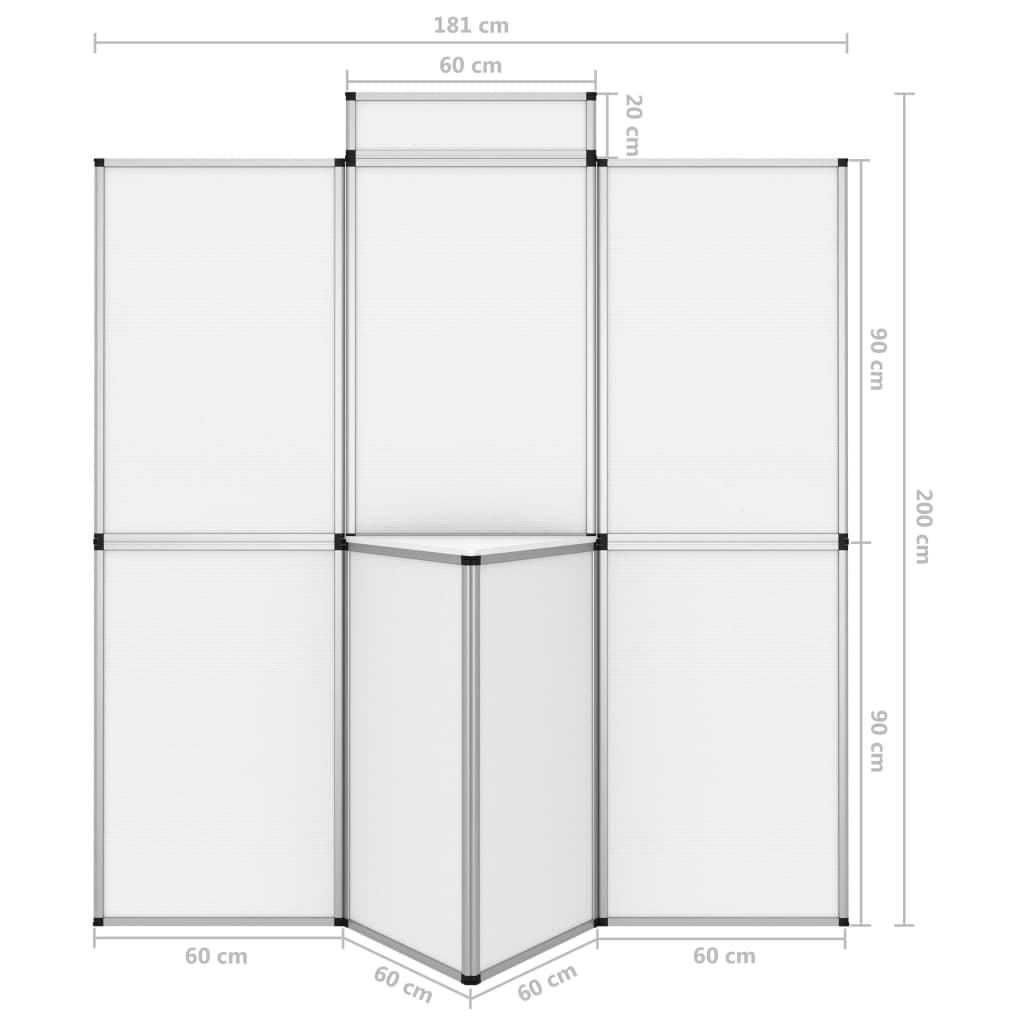 vidaXL Mur d'affichage pliable 8 panneaux et table 181x200 cm Blanc