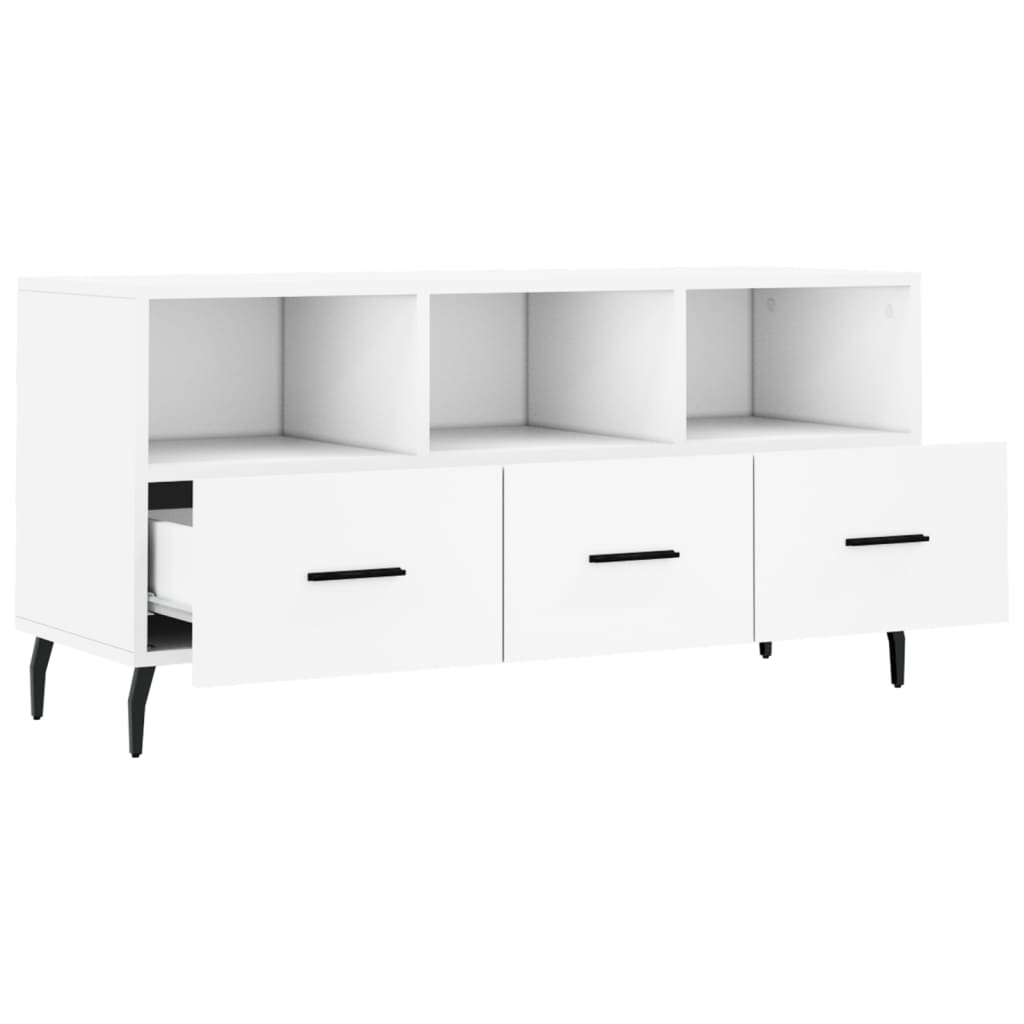 vidaXL Meuble TV blanc 102x36x50 cm bois d'ingénierie