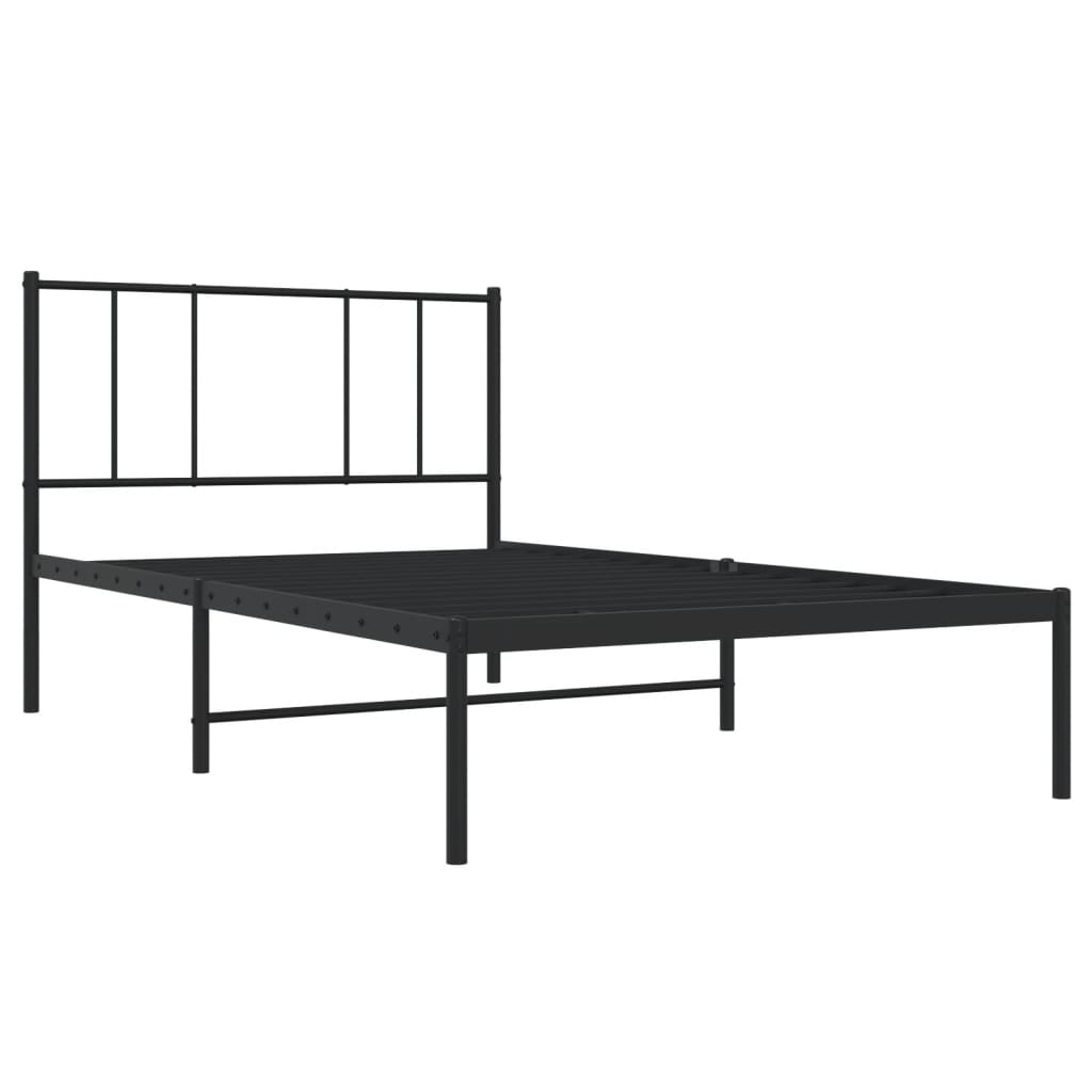 vidaXL Cadre de lit métal sans matelas avec tête de lit noir 100x190cm