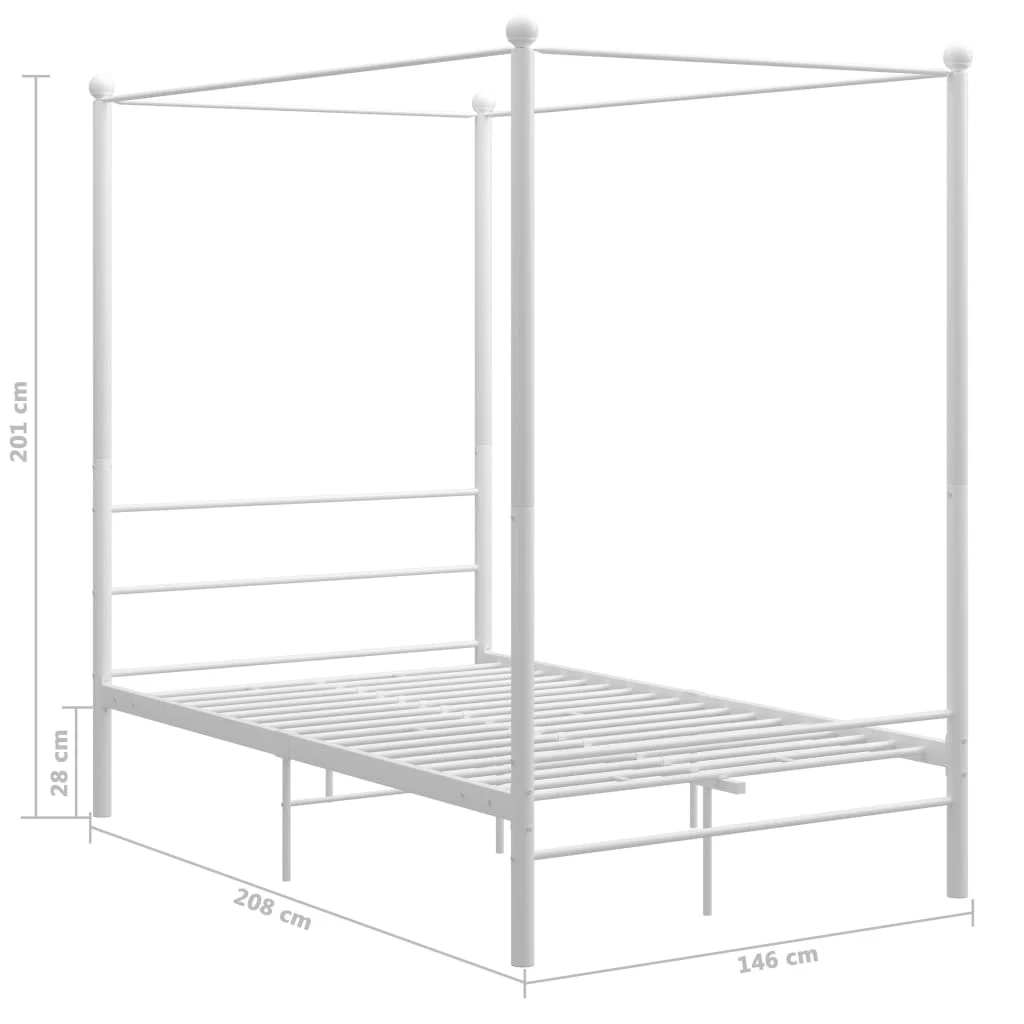 vidaXL Cadre de lit à baldaquin sans matelas blanc 140x200 cm métal