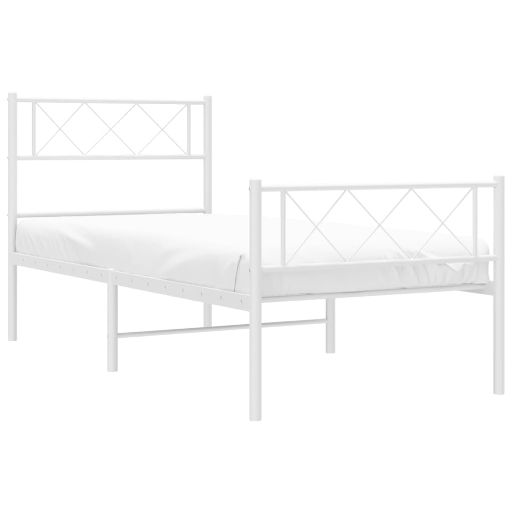 vidaXL Cadre de lit métal sans matelas avec pied de lit blanc 90x190cm