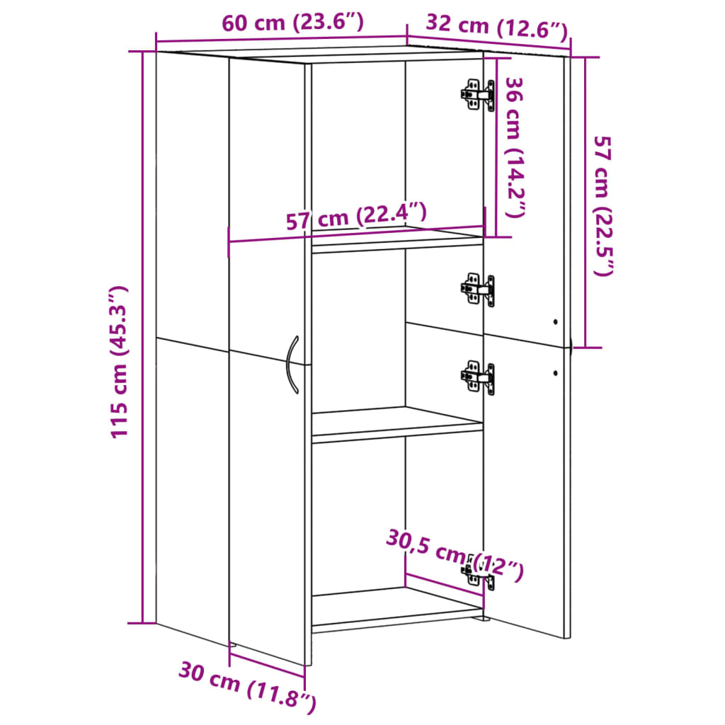 vidaXL Armoire de classement chêne marron 60x32x115 cm bois ingénierie