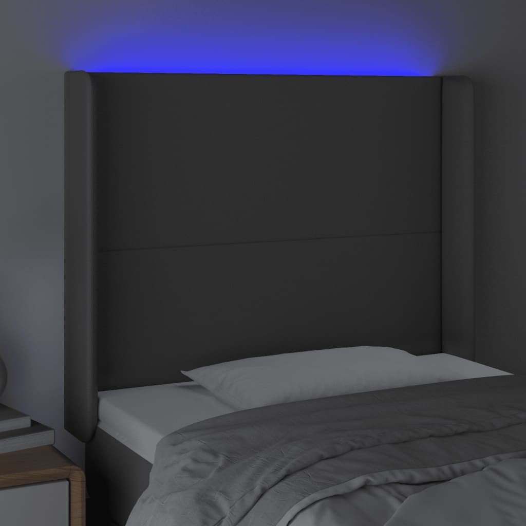 vidaXL Tête de lit à LED Gris 93x16x118/128 cm Similicuir