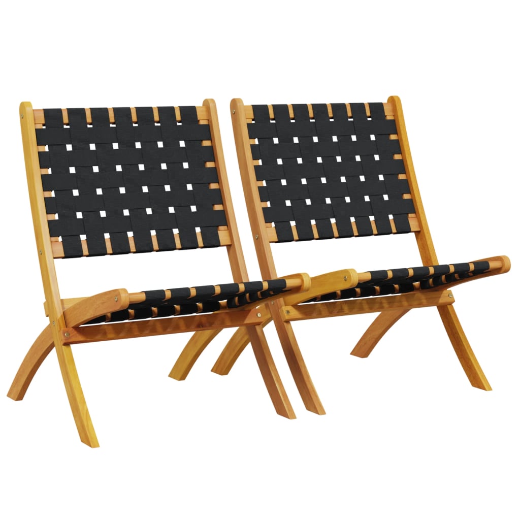 vidaXL Chaises de jardin pliantes lot de 2 bois d'acacia solide tissu