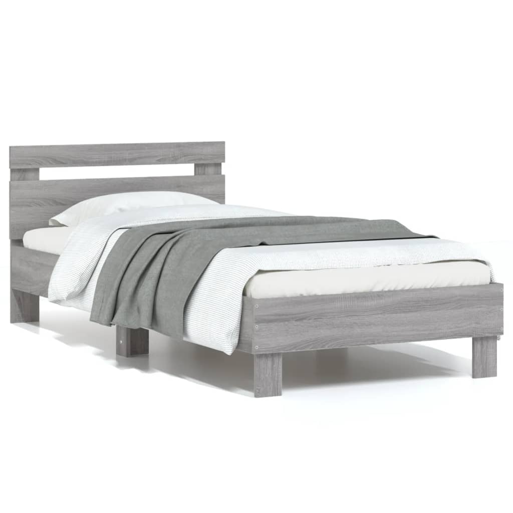 vidaXL Cadre de lit avec tête de lit sonoma gris 75x190 cm