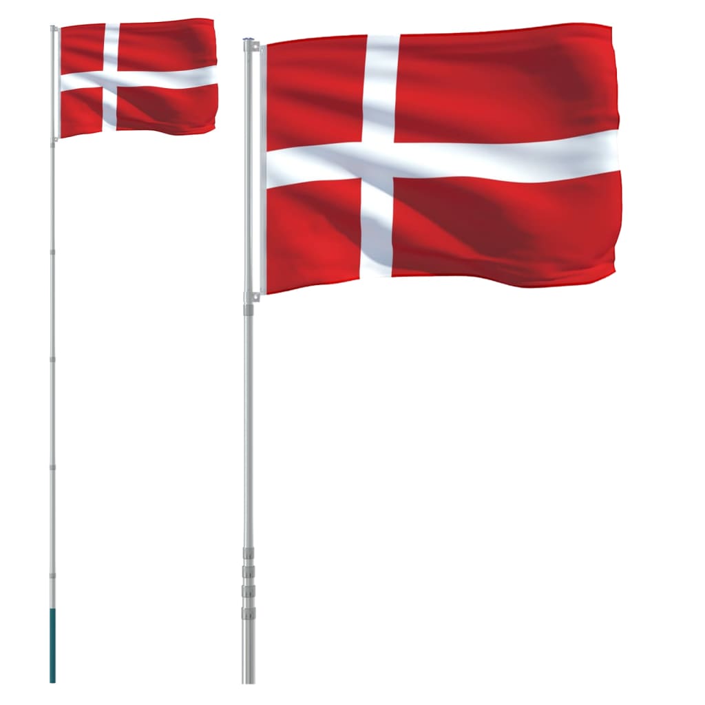 vidaXL Drapeau du Danemark et mât 5,55 m Aluminium