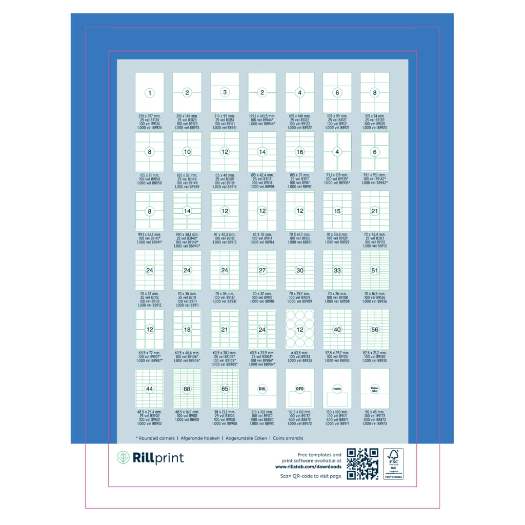 rillprint Étiquettes autocollantes 105x99 mm 500 feuilles Blanc