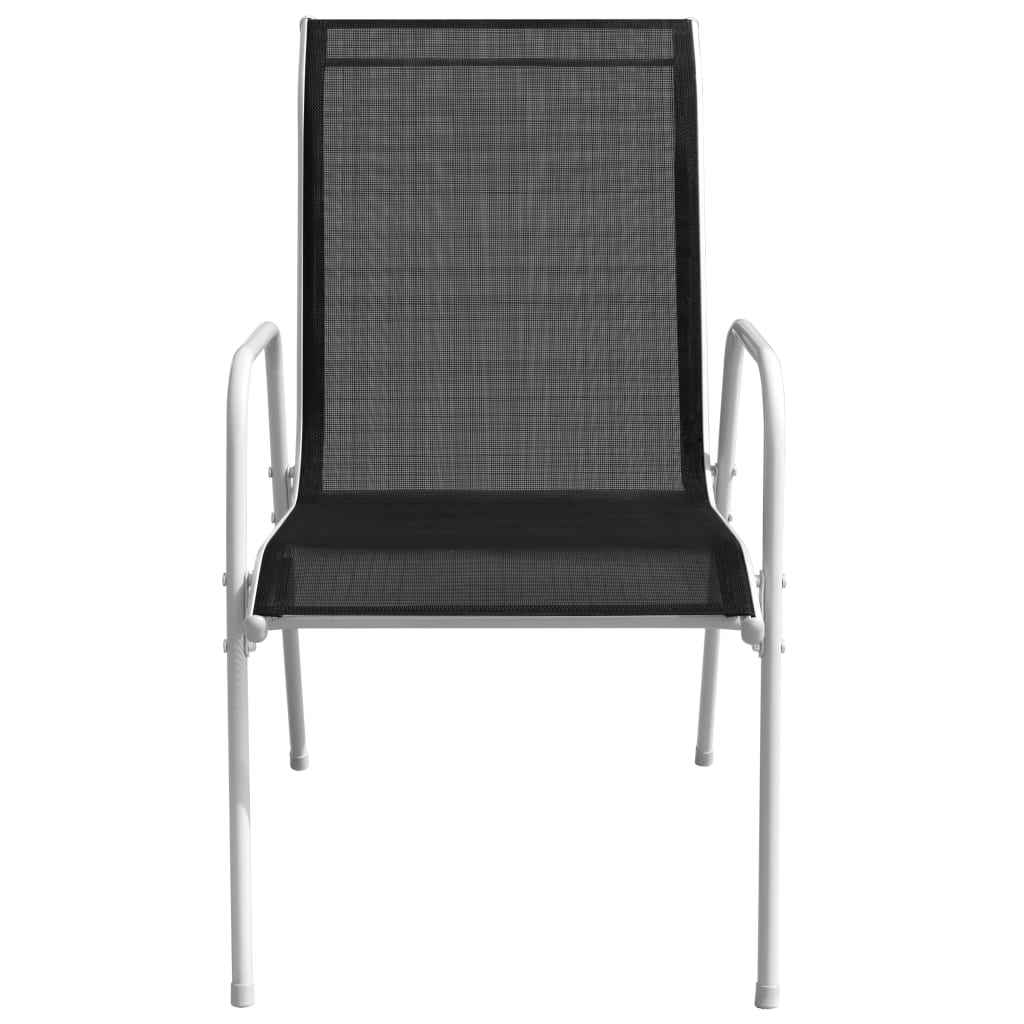 vidaXL Chaises empilables de jardin lot de 2 Acier et textilène Noir