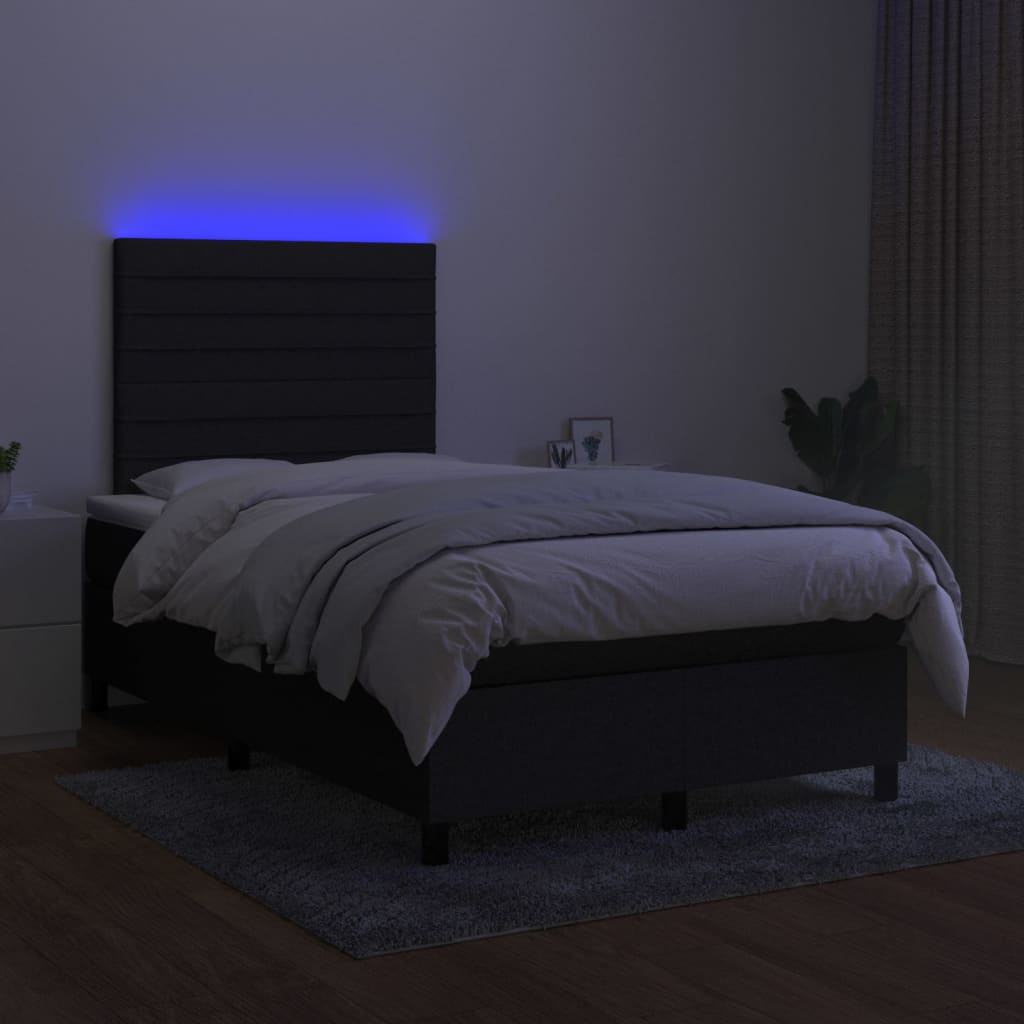 vidaXL Sommier à lattes de lit et matelas et LED Noir 120x200 cm Tissu