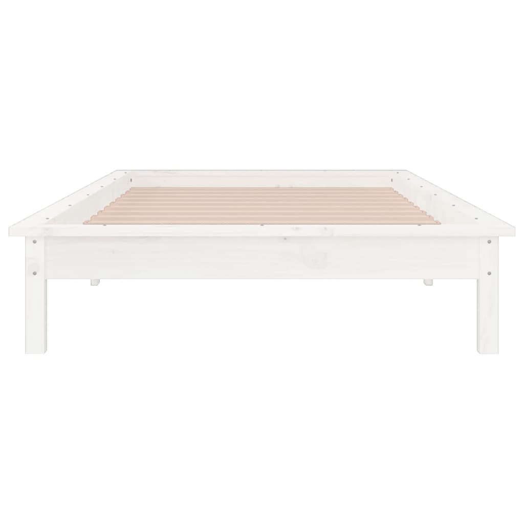 vidaXL Cadre de lit à LED blanc 75x190 cm petit simple bois massif