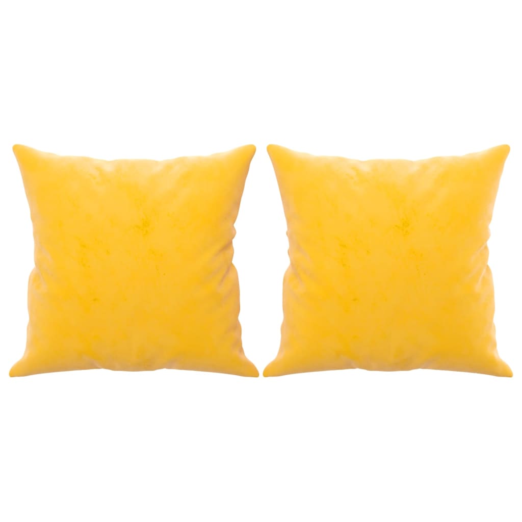 vidaXL Coussins décoratifs lot de 2 Jaune 40x40 cm Velours