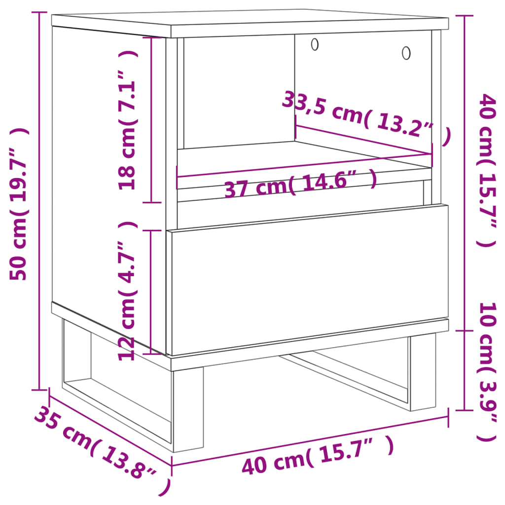 vidaXL Tables de chevet 2 pcs blanc 40x35x50 cm bois d’ingénierie