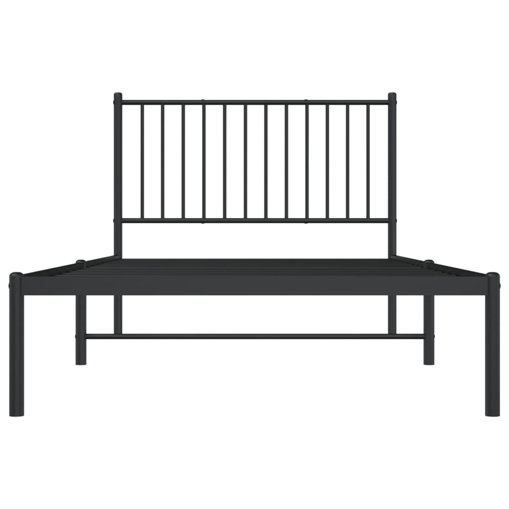 vidaXL Cadre de lit métal sans matelas avec tête de lit noir 100x200cm