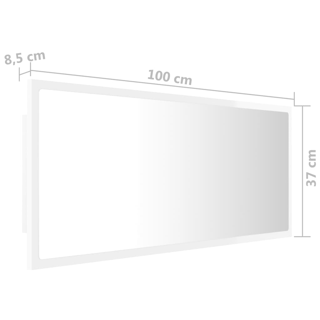 vidaXL Miroir à LED de bain Blanc brillant 100x8,5x37 cm Acrylique