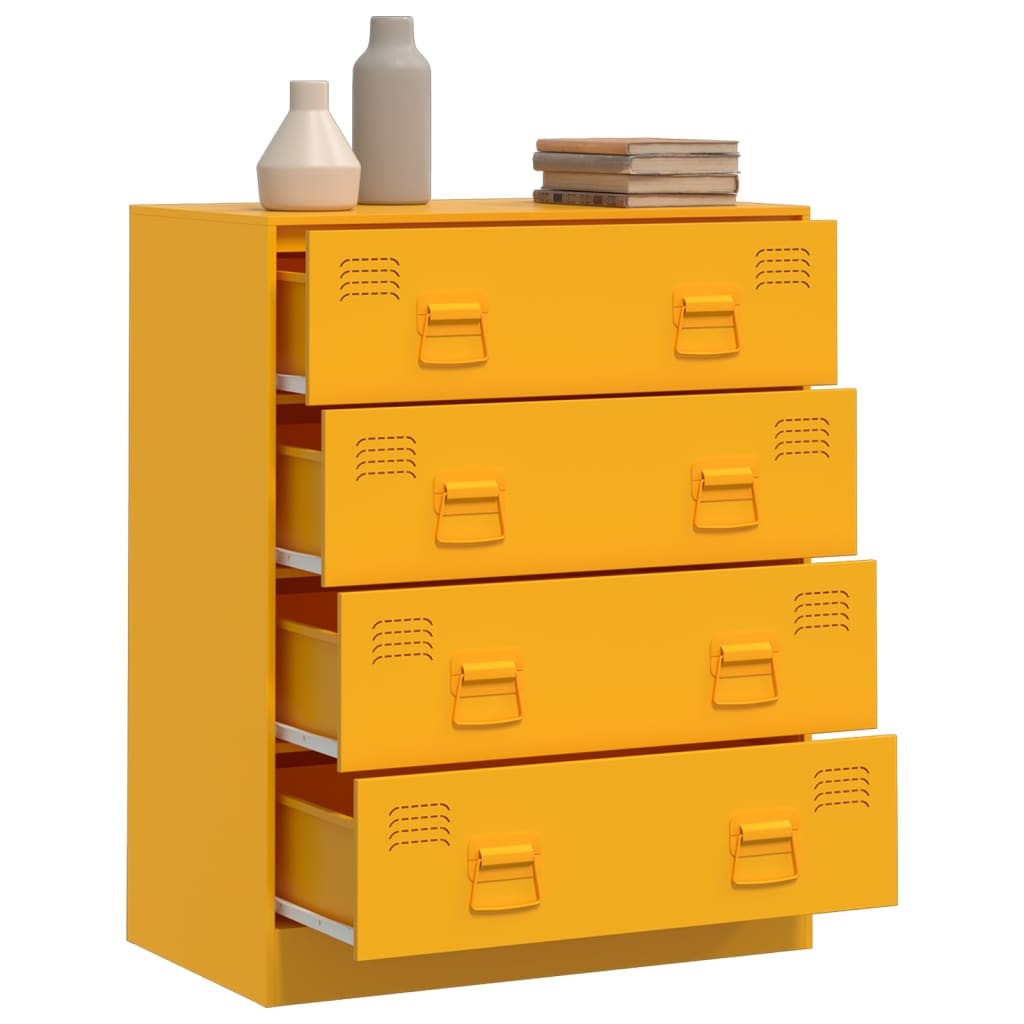 vidaXL Buffet jaune moutarde 67x39x83 cm acier