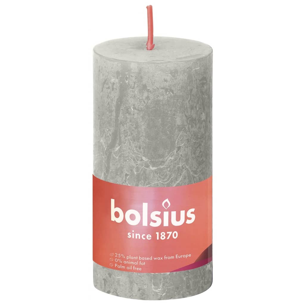 Bolsius Bougies pilier rustiques Shine 8 pcs 100x50 mm Gris sableux