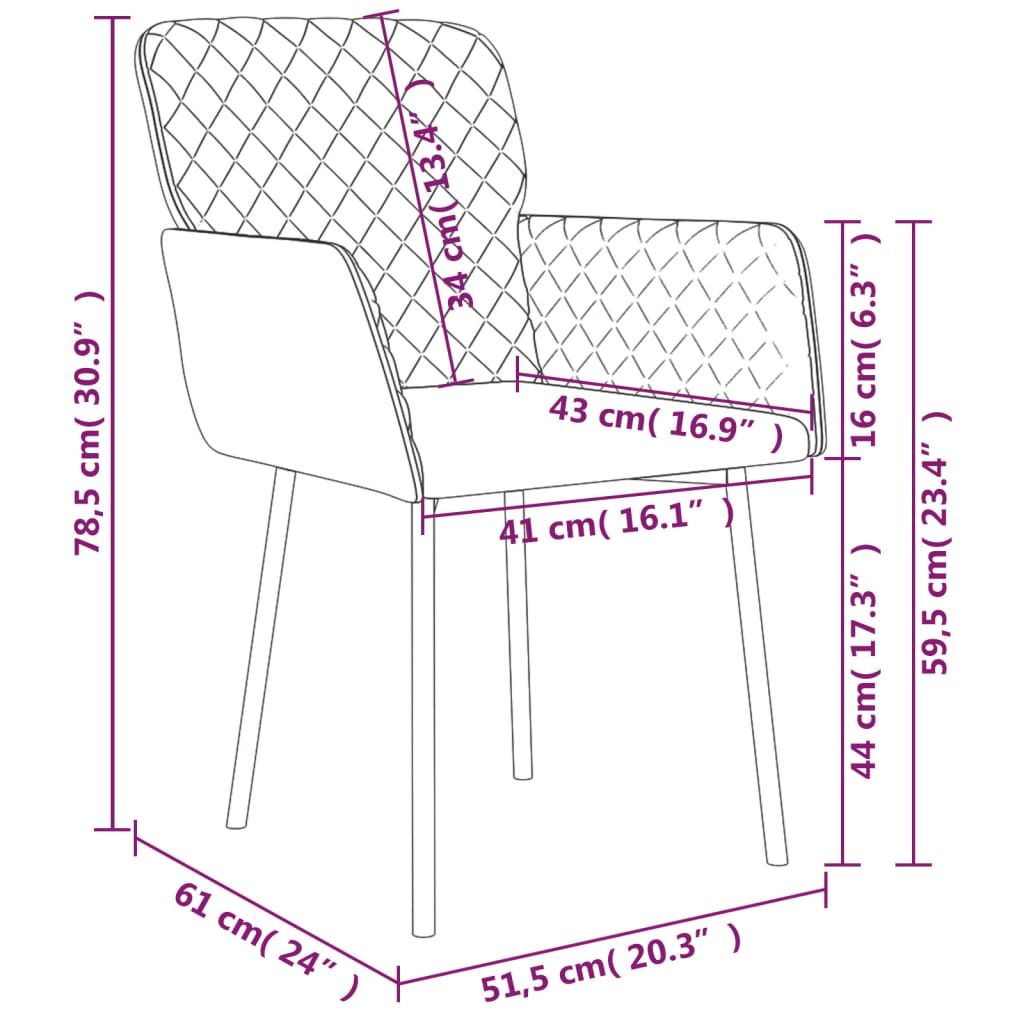 vidaXL Chaises à manger lot de 2 Bleu Velours