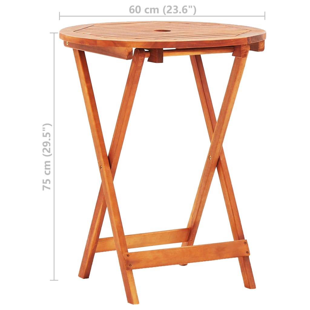 vidaXL Ensemble à manger d'extérieur pliable 3 pcs Bois d'eucalyptus