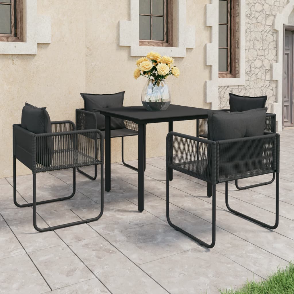 vidaXL Ensemble à manger de jardin 5 pcs PVC résine tressée noir