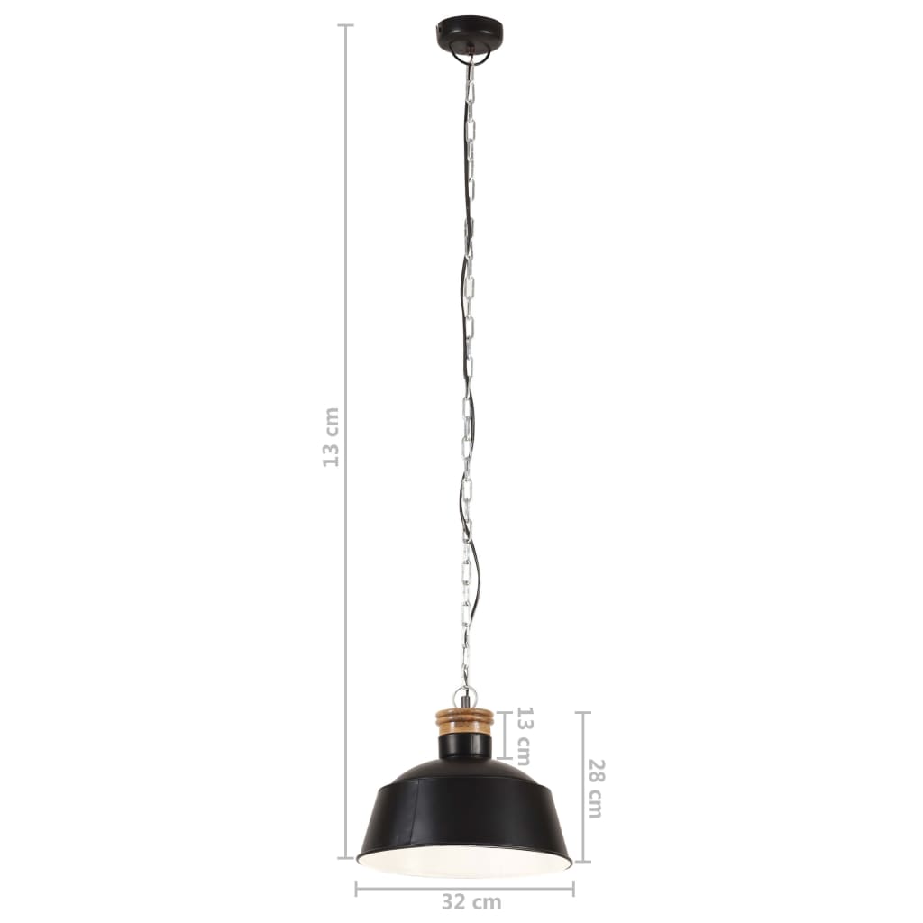 vidaXL Lampe suspendue industrielle 32 cm Noir E27